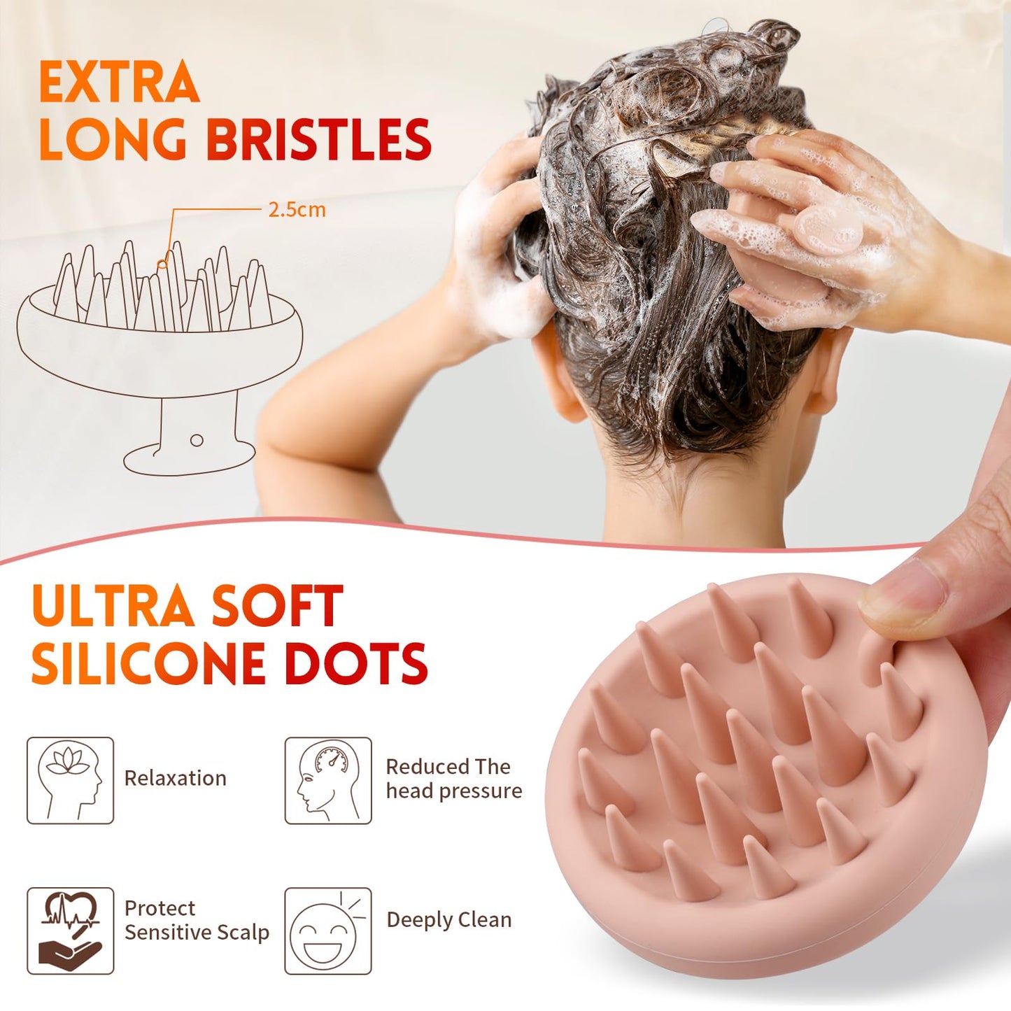 BEAUTLOHAS. Silicone Scalp Massager Shampoo Brush for Shower, Scalp Scrubber with Soft Bristles for Hair Growth & Dandruff Treatment, Wet Dry Hair Beauty & Personal Care BEAUTLOHAS.