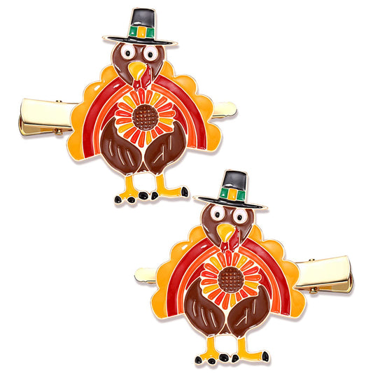 Thanksgiving Hair Clips Fall Hairpins for Women Enamel Rhinestone Maple Leaf Turkey Pumpkin Alligator Hair Clips Autumn Gathering Party Hair Accessory Beauty & Personal Care PHALIN