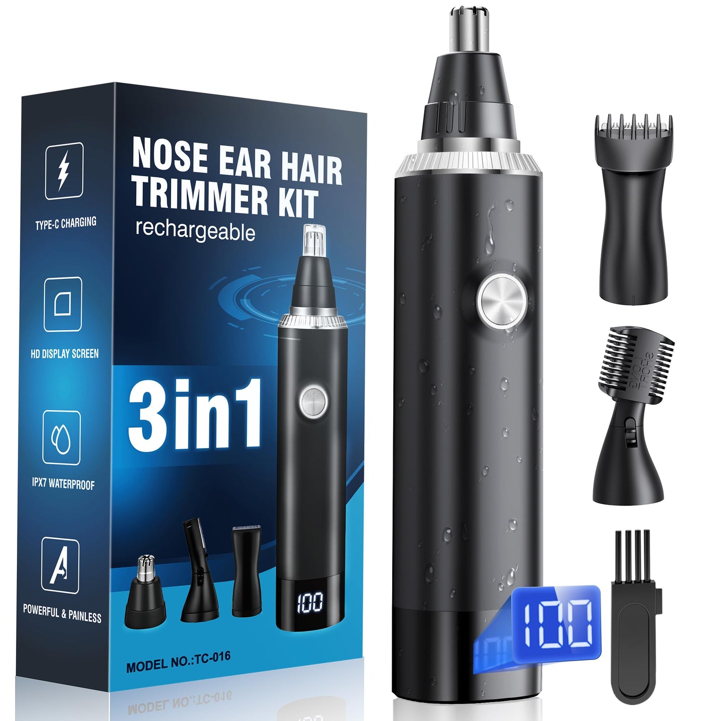 Nose Hair Trimmer for Men, 3-in-1 Professional Painless Rechargeable Eyebrow & Facial Hair Trimmer for Men Women, Multifunctional Trimmer Beauty and Personal Care JEETIF