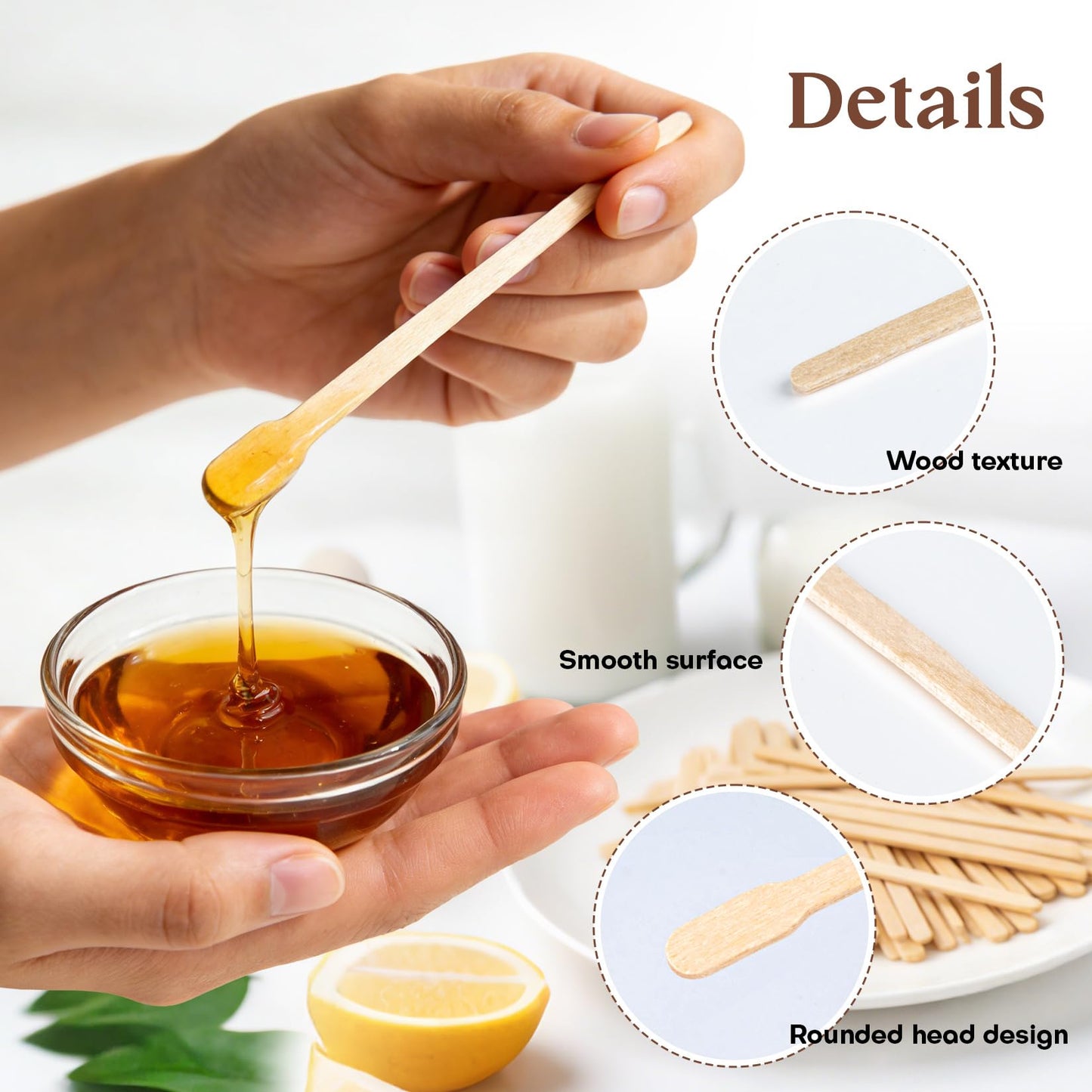 RAQEHO 200Pcs Eyebrow Wax Sticks - Small Wooden Waxing Sticks Wooden Wax Applicator for Nose Eyebrows Lips Hair Removal Waxing Essentials Mini Craft Beauty and Personal Care RAQEHO