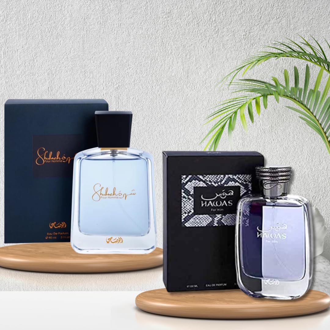 RASASI Hawas For Him EDP 100ML (3.4Oz) & Shuhrah Pour Homme EDP 90 ML (3.0 oz) Beauty & Personal Care RASASI