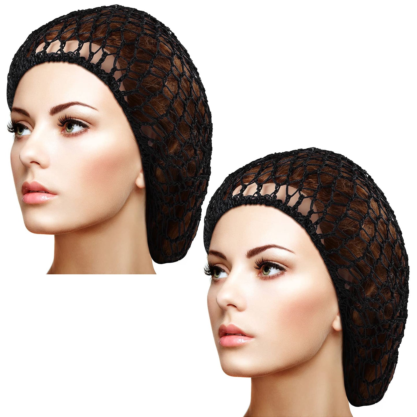 Waydress 2 Pcs Hair Nets Snood for Women Food Service Worker Sleeping Long Hair Cap Mesh Crochet Hairnet Tubi Wrap Rayon Knit(Black) Beauty and Personal Care Waydress