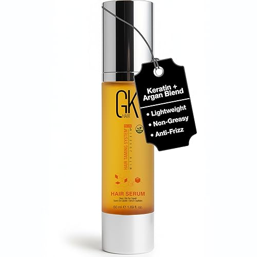 GK HAIR Oil - Argan Oil Heat Protectant Serum -Lightweight Hair Serum -Perfect For Keratin,Frizzy, Curly, Dry & Damaged ends-Adds Shine Beauty & Personal Care GK HAIR