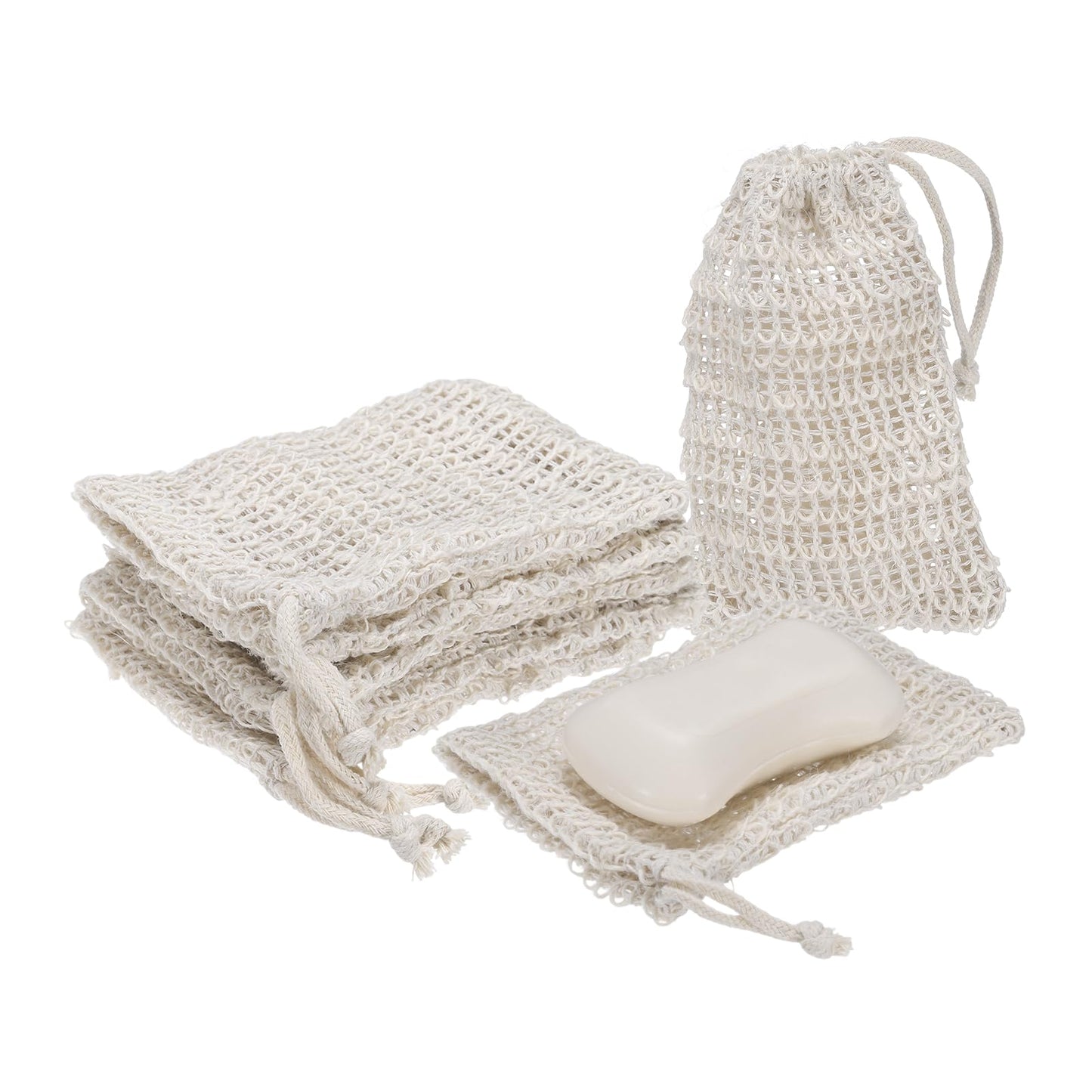 uxcell 10 Pcs Soap Saver Bag, 5.5"x3.5" Mesh Soap Bag with Drawstring Cotton Scrubber Pouch Exfoliating Net for Body Shower Foaming Travel Camping Beauty and Personal Care uxcell