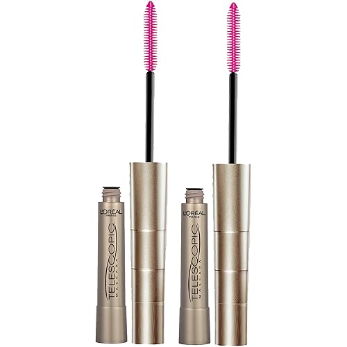 L'Oreal Paris Makeup Telescopic Original Lengthening, Lash Separating Mascara with Dual Precision Brush, Washable, Blackest Black, 0.27 Fl Oz., 2 Beauty & Personal Care L'Oreal Paris