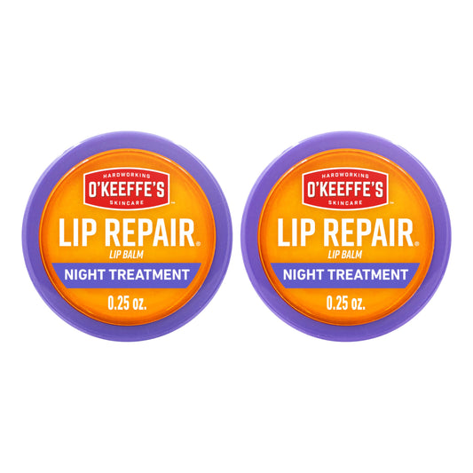 O'Keeffe's Lip Repair Night Treatment Lip Balm for Dry, Cracked Lips - 0.25 Ounce Jar (2 Pack) - Moisturizer for Extremely Cracked, Dry Lips Beauty & Personal Care O'Keeffe's