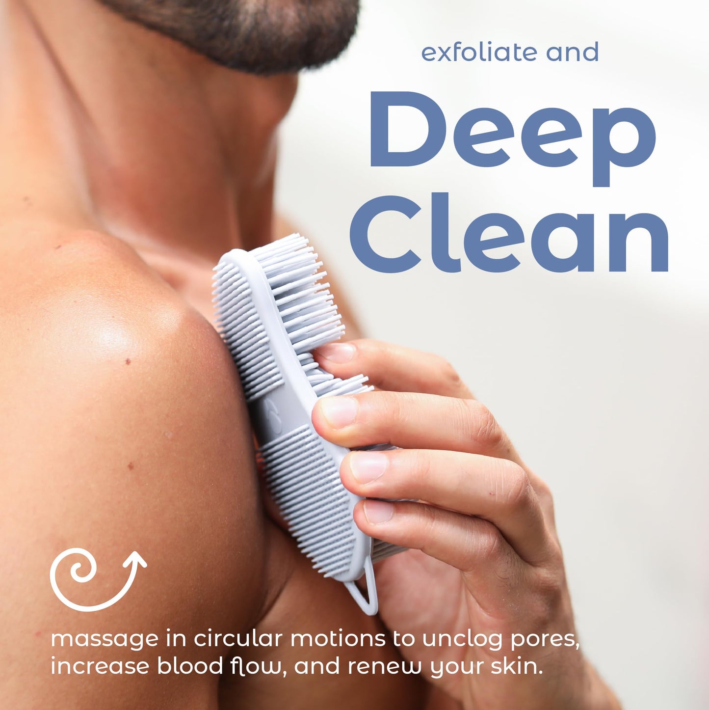 MainBasics Silicone Body Scrubber Dual-Sided Shower Loofah and Exfoliator (Frosted Sky, Exfoliate) Beauty & Personal Care MainBasics
