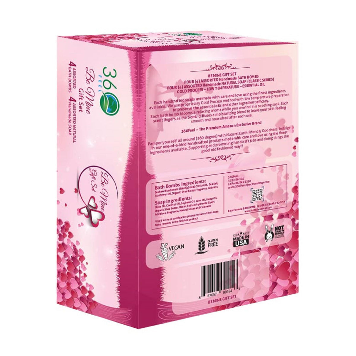 360Feel Be Mine 4 Bath Bombs Plus 4 Handmade Soap Gift Essential Oil Organic Bath Bomb gifts for Men Women Beauty & Personal Care 360Feel