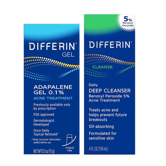 Differin Acne Skin Care Kit, Differin Gel Retinoid Acne Treatment for Face with 0.1% Adapalene & 5% Benzoyl Peroxide Face Wash & Body Wash, Designed Beauty and Personal Care Differin Default Title