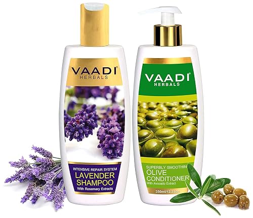 Vaadi Herbals Lavender Shampoo, 350ml with Olive Conditioner, 350ml Beauty & Personal Care NWIL