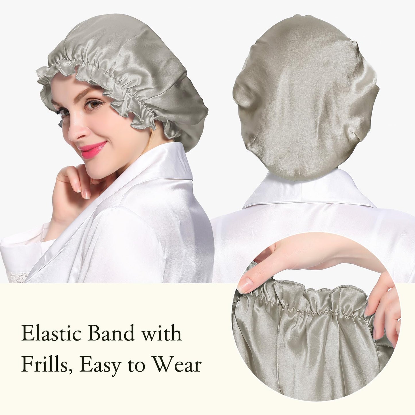 LILYSILK Silk Bonnet for Long and Cruly Hair Womens 100% Mulberry Silk Sleep Cap Ladies Hair Warp for Sleeping with Elastic Band Frills Silk Turban Beauty and Personal Care LilySilk
