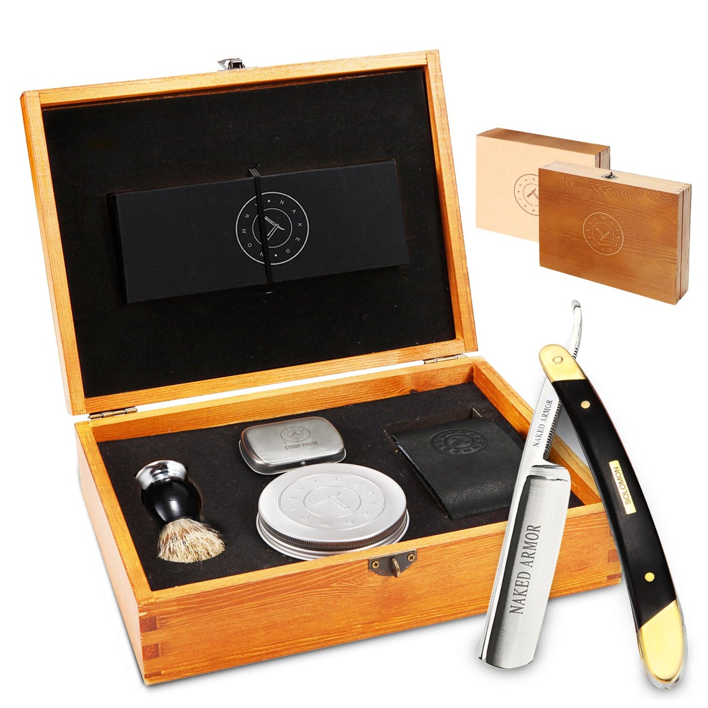 Best Straight Razor Set - Shave Ready Straight Razor Kit, Solid Straight Edge Razor Shaver, Biblical Wood Handle, Japanese Steel, Mens Straight Edge Beauty and Personal Care Naked Armor