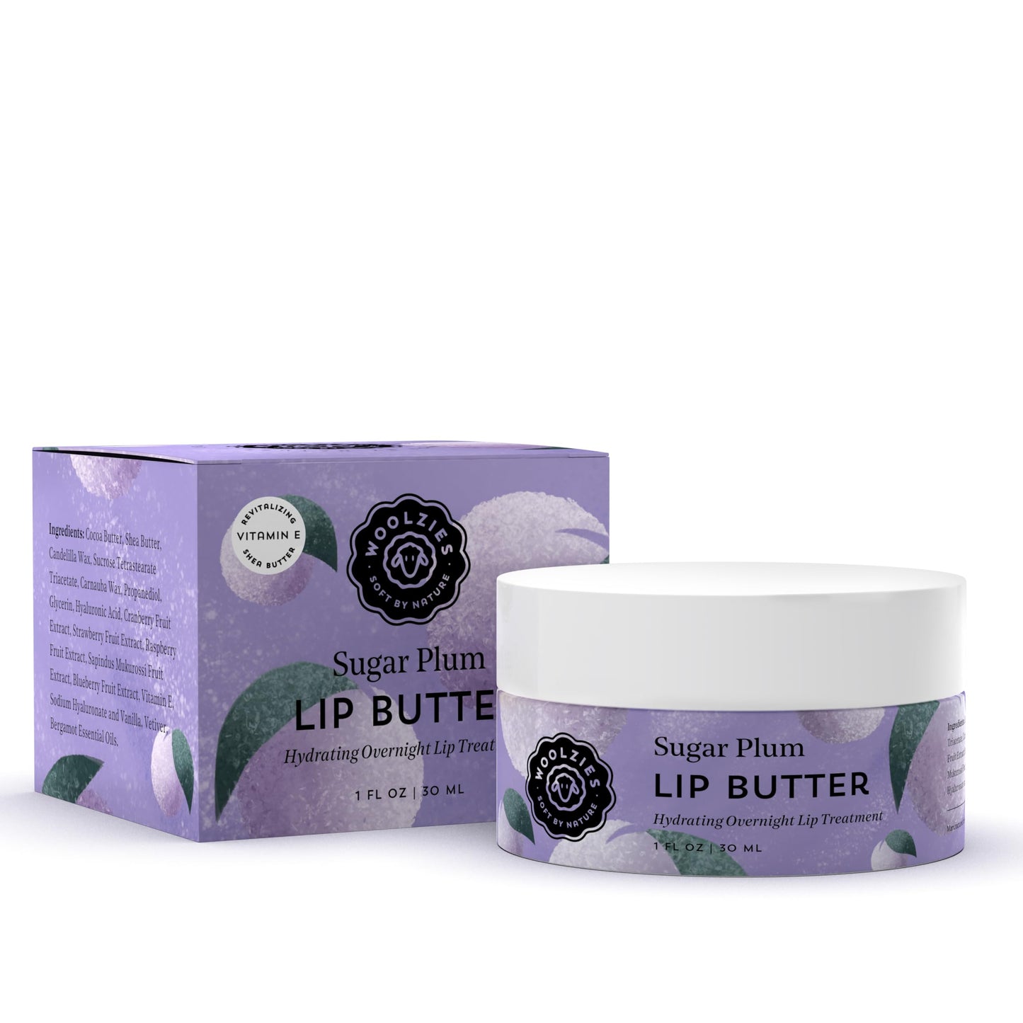 Hydrating Lip Mask with Hyaluronic Acid - Overnight Treatment for Soft, Smooth Lips - Shea Butter, Vitamin E & Natural Oils - 1 oz Jar (1 Ounce, Sugar Beauty and Personal Care Woolzies