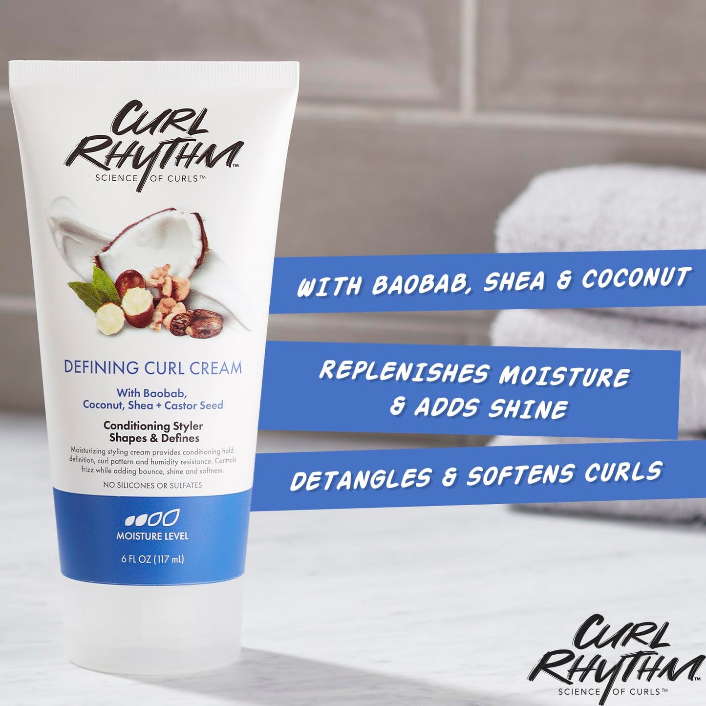 Curl Rhythm Defining Curl Cream - Hair Moisturizer for Curly Hair - Curl Styling Cream for Frizz Control, Bounce, and Shine - Sulfate Free - 6 oz Beauty & Personal Care Curl Rhythm
