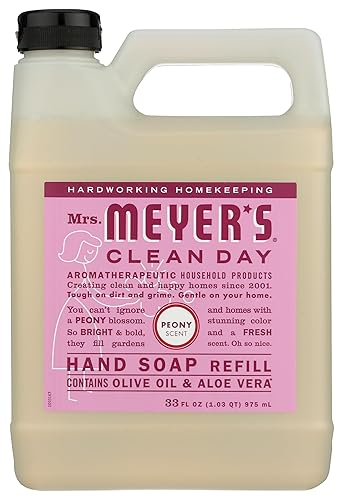 MRS. MEYER'S CLEAN DAY Liquid Hand Soap Refill, Cruelty Free, Hand Wash Made with Essential Oils, Peony Scent, 33 oz Beauty & Personal Care Mrs. MEYER'S
