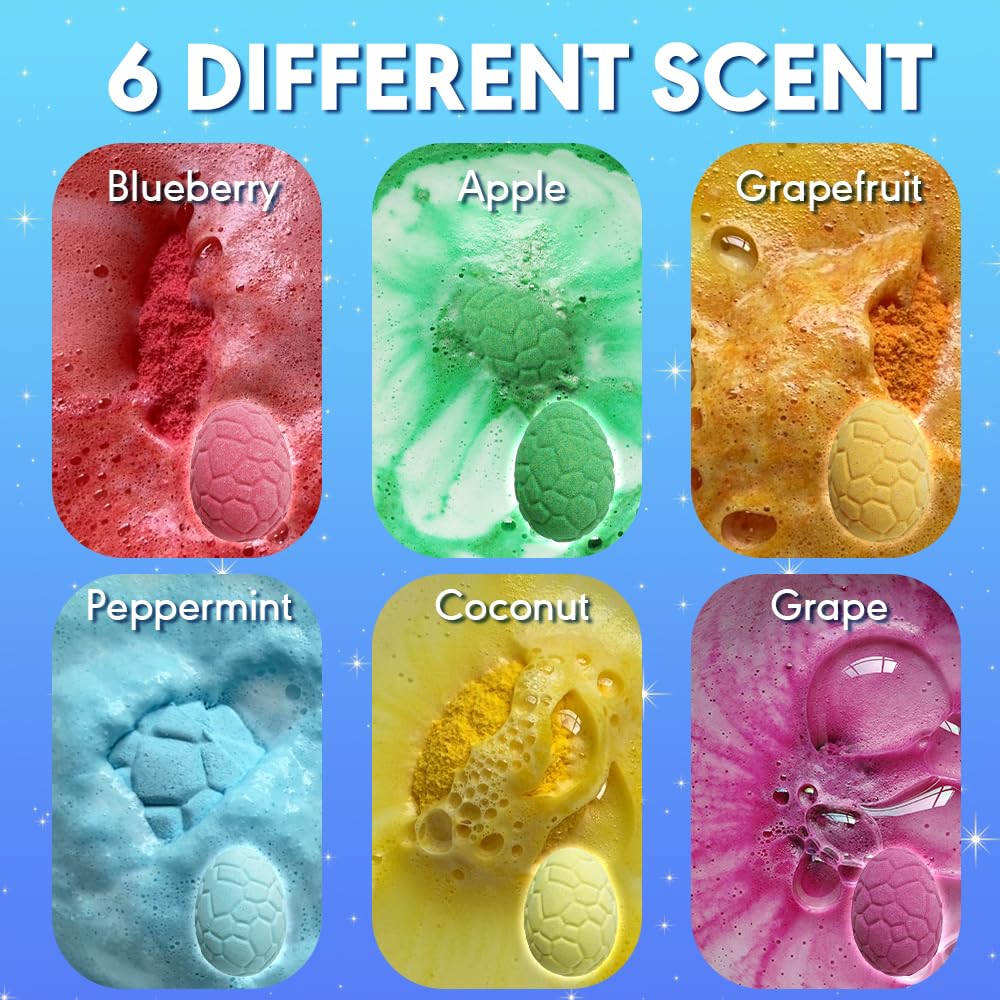KAV Dinosaur Egg Bath Bombs for Kids - 6pc Fizzy Dino Bath Bomb Gift Set with Surprise Toy Inside - Fun Fizzy Bath Bombs for Boys & Girls, Birthday… Beauty & Personal Care KAV