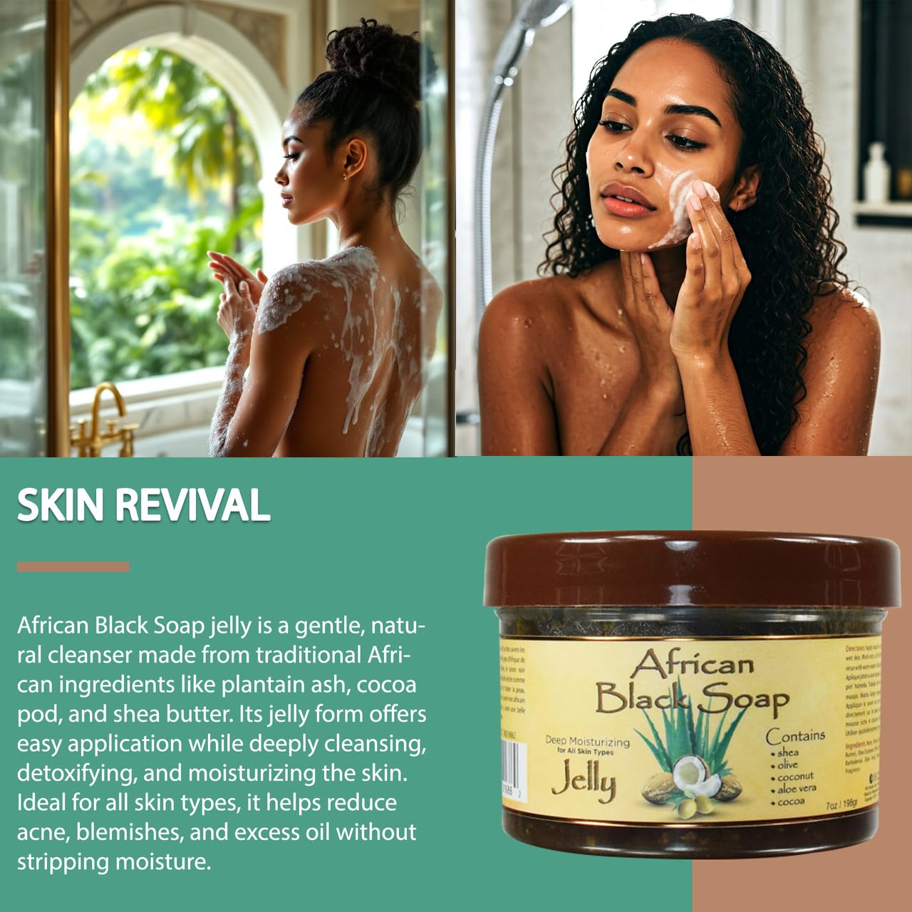 OKAY African Black Soap Jelly Antiseptic Wash - Acne & Blemish Cleanser for Face & Body, Helps with Dark Spots & Uneven Skin Tone, Sulfate, Silicone Beauty & Personal Care OKAY