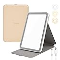 ZEVGANI Travel Lighted Makeup Mirror, 3-Color Dimmable LED Lighting, USB Rechargeable Light up Portable Tabletop Folding Vanity Cosmetic Mirror Beauty & Personal Care ZEVGANI