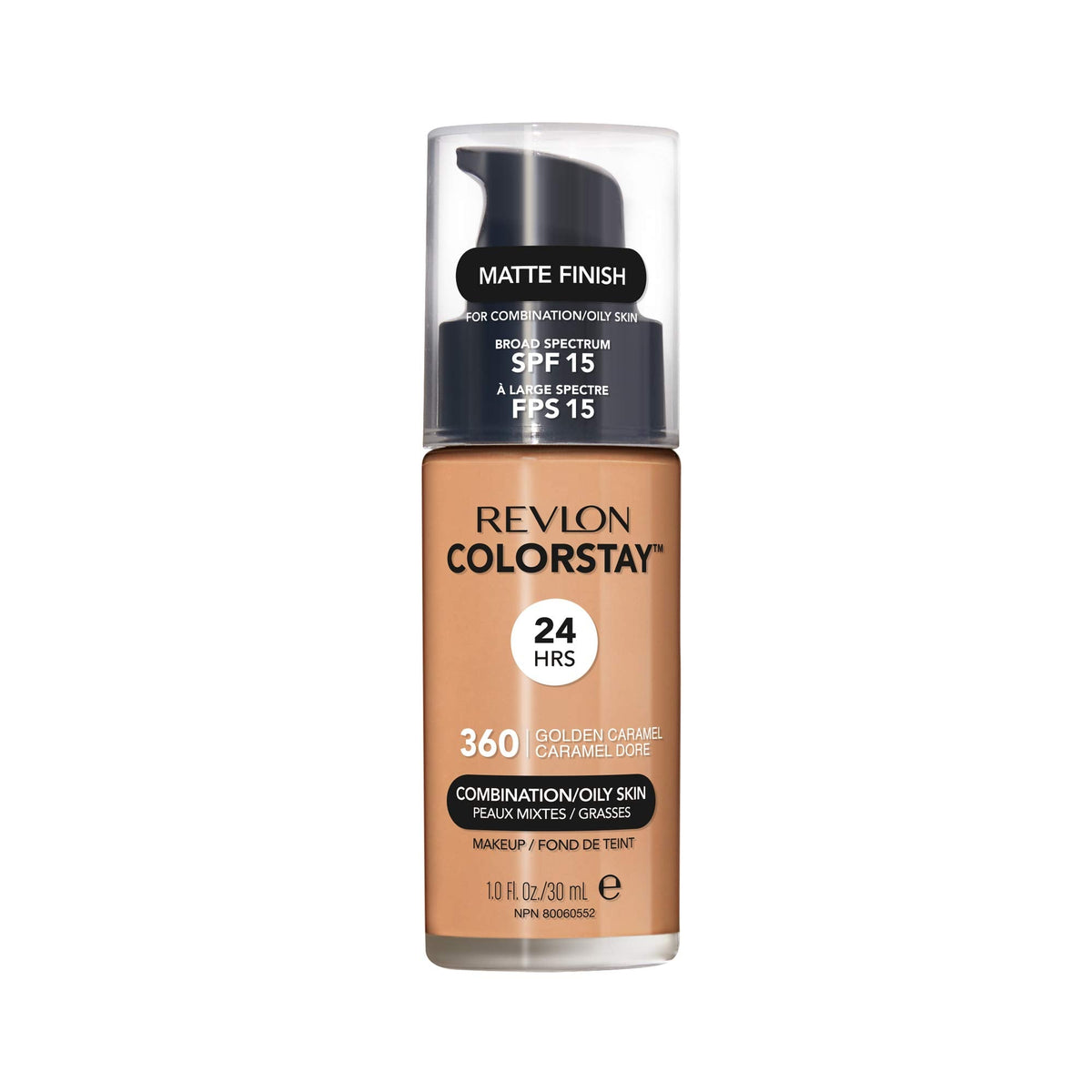 Revlon Liquid Foundation, ColorStay Face Makeup for Combination & Oily Skin, SPF 15, Medium-Full Coverage with Matte Finish, 360 Golden Caramel, 1 Fl Beauty & Personal Care REVLON