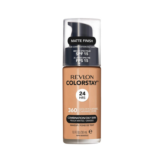 Revlon Liquid Foundation, ColorStay Face Makeup for Combination & Oily Skin, SPF 15, Medium-Full Coverage with Matte Finish, 360 Golden Caramel, 1 Fl Beauty & Personal Care REVLON