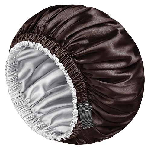 mikimini Satin Bonnet Pack of 2 for Men and Women, Reversible Double Layer Sleeping Silk Bonnet for Curly Hair Braids with Adjustable Widened Elastic Beauty & Personal Care mikimini