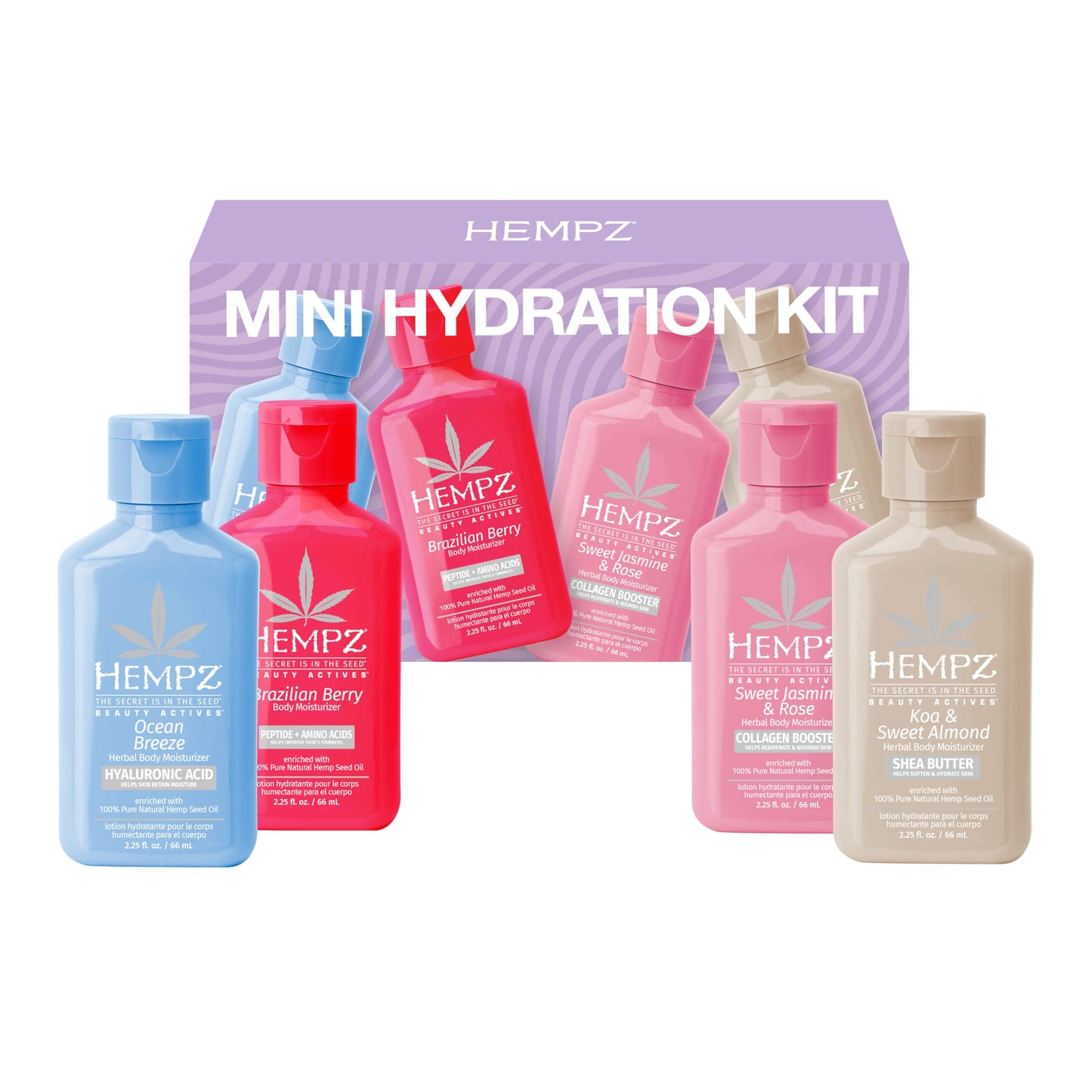 Hempz Mini Moisturizer Set, Hydrating Lotion Kit for Body and Hands, Beauty Actives Variety 4 pack, Travel Friendly, 2.25 oz Beauty & Personal Care Hempz