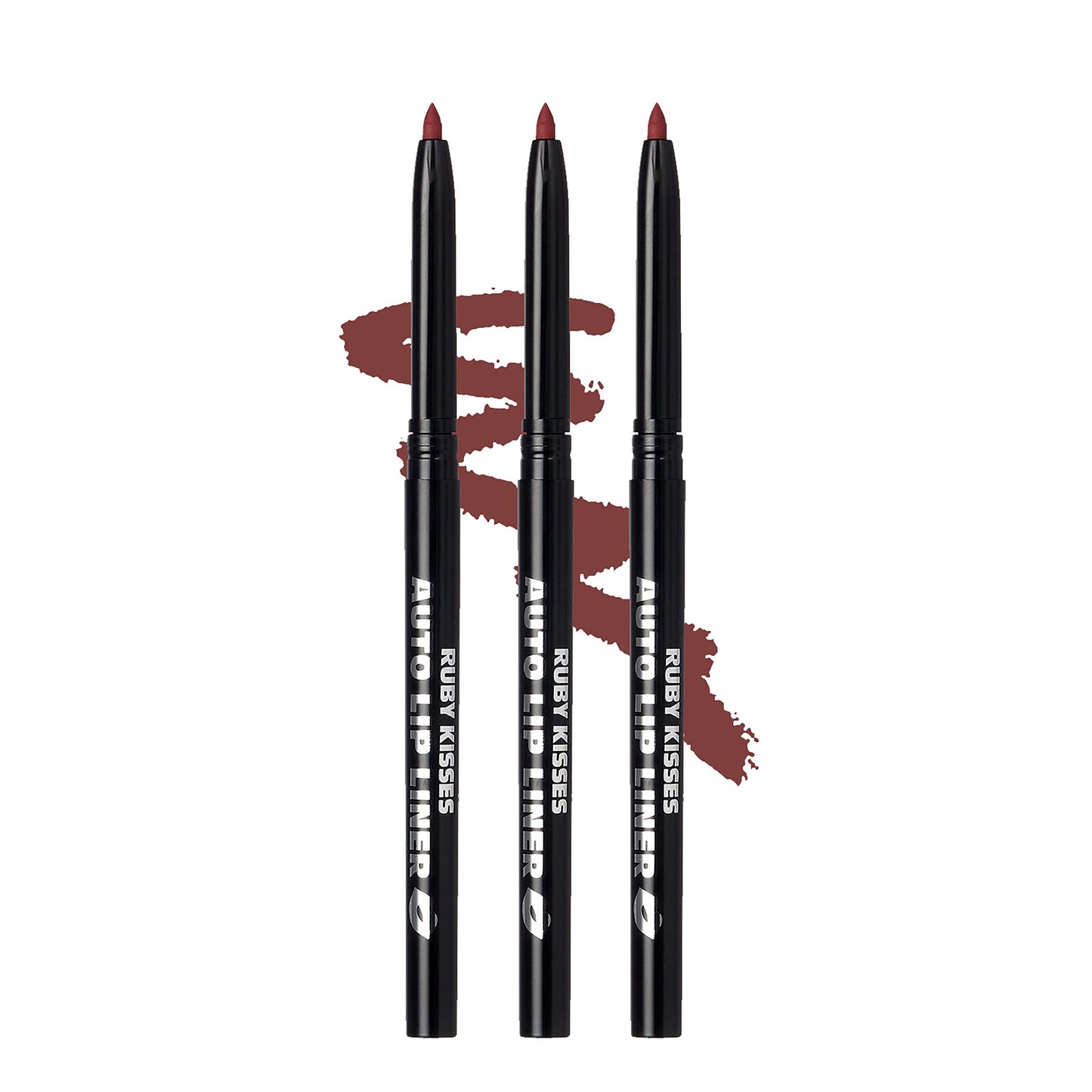 Ruby Kisses Auto Lip Liner Pencil (Plum 3 Pack), Long Lasting & Non-Fading, Smooth Application, Non-Feathering with Rich Pigmented Color, No Sharpener Beauty & Personal Care Ruby Kisses