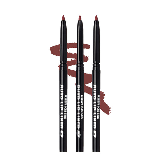Ruby Kisses Auto Lip Liner Pencil (Plum 3 Pack), Long Lasting & Non-Fading, Smooth Application, Non-Feathering with Rich Pigmented Color, No Sharpener Beauty & Personal Care Ruby Kisses