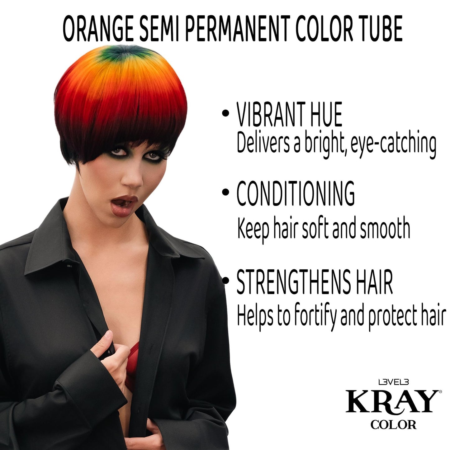 L3 - Level 3 Kray Semi Permanent Hair Color - Semi Permanent Hair Dye with Aloe Vera - Orange Beauty & Personal Care L3