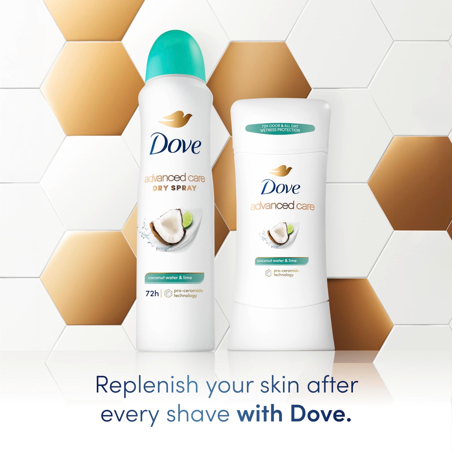 Dove Advanced Care Antiperspirant Deodorant Stick Coconut Water & Lime scent 4 Ct for helping skin barrier repair after shaving 72H odor control Beauty and Personal Care Dove