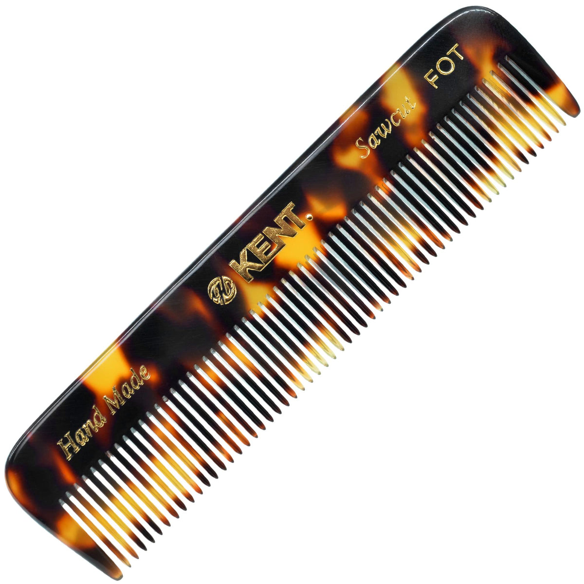 Kent FOT Tokyo Yellow Fine Tooth Comb for Men - Handmade Pocket Comb for Travel, Styling, Fine or Thinning Hair, Mustache and Beard Care Handpolished