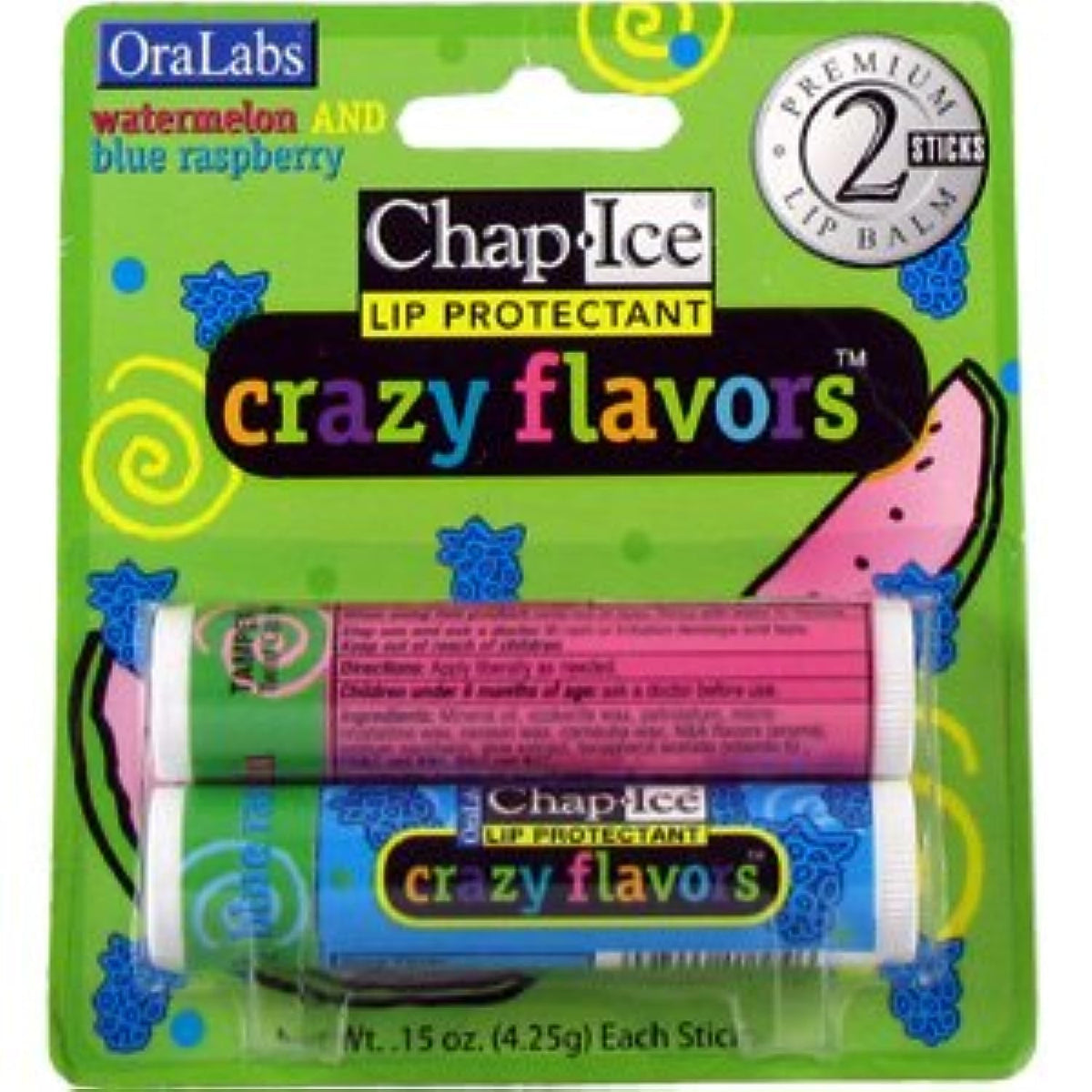 Oralabs ChapIce Crazy Flavors Lip Balm Watermelon and Blue Raspberry 2 Sticks Beauty & Personal Care OraLabs