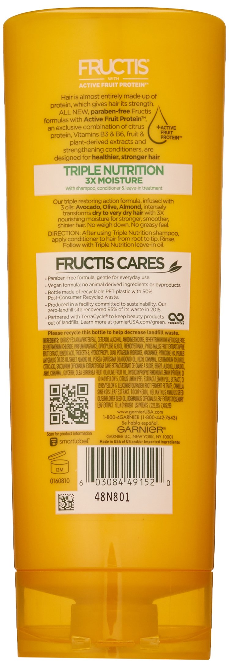 Garnier Fructis Triple Nutrition Conditioner, Dry to Very Dry Hair, 12 fl. oz.
