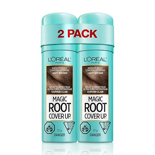L'Oreal Paris Hair Color Root Cover Up Temporary Gray Concealer Spray Light Brown (Pack of 2) (Packaging May Vary) Beauty & Personal Care L'Oreal Paris