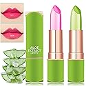 2 PCS Jelly Crystal Aloe Vera Lipstick,Magic Temperature PH Color Changing Lipstick Tinted Lip Balm Long Lasting Waterproof Nourishing Lip Gloss Lip Beauty & Personal Care WENJLYJ