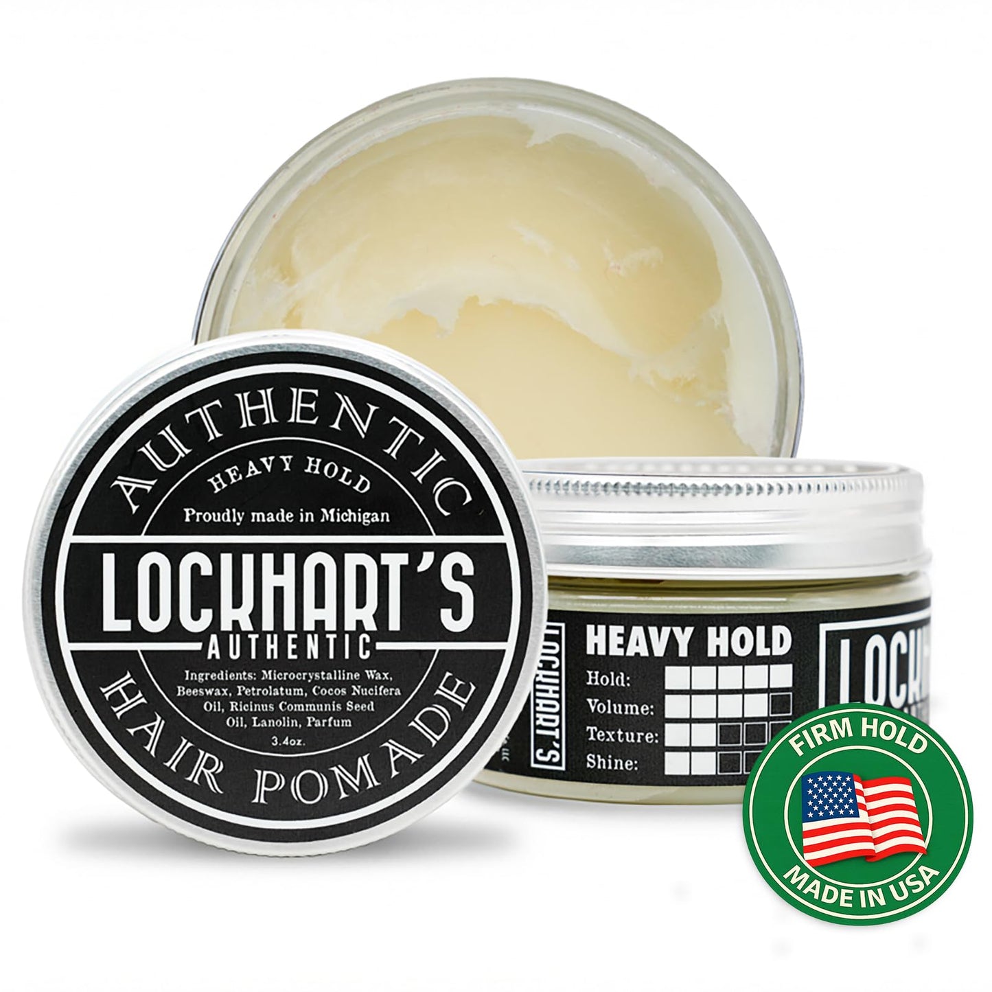 Lockhart’s Heavy Hold - Handcrafted Pomades for Men - World's Strongest Oil Based Pomade - Humidity & Sweat Proof - Low Shine, Heaviest Hold - Coco Beauty & Personal Care Lockhart's Authentic Grooming Co. LLC