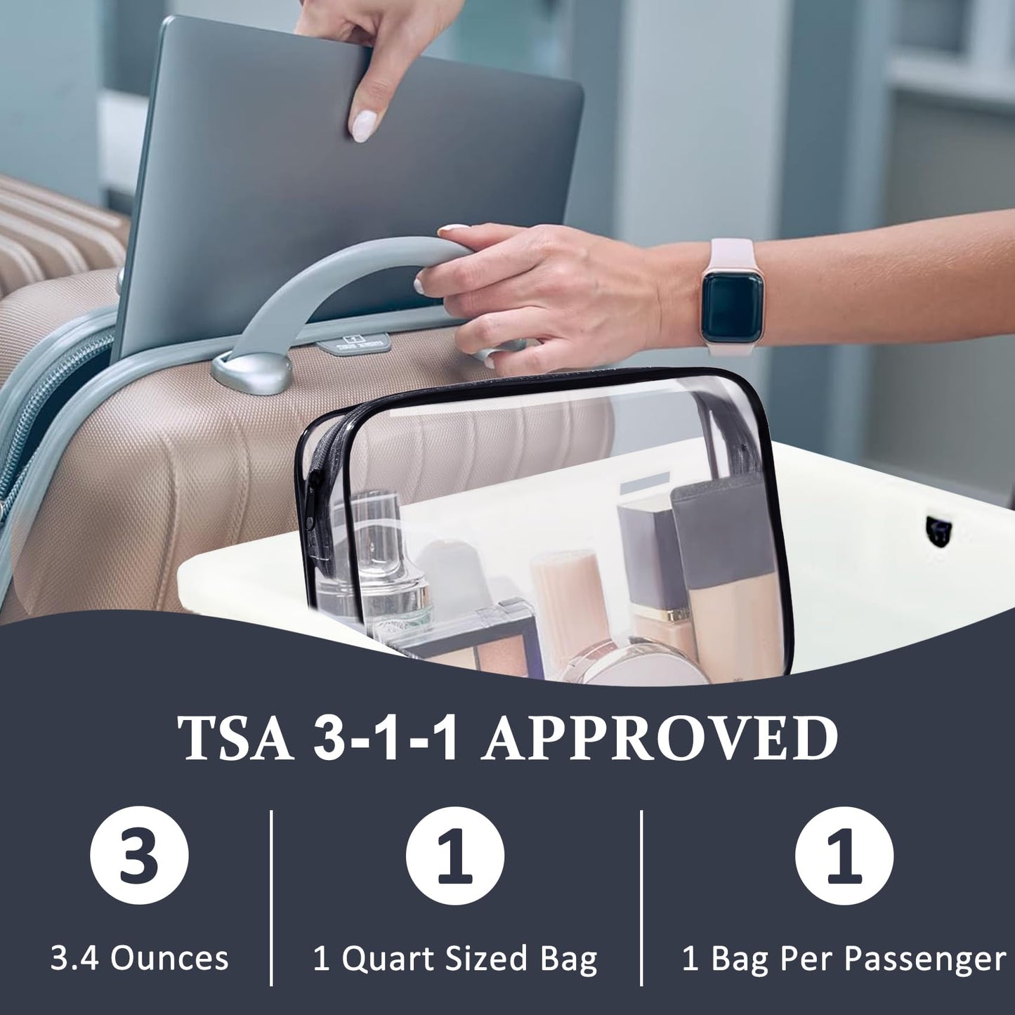COSHAYSOO 2Pcs Clear TSA Approved Toiletry Bag Quart Size for Women Teenager Girls Two Kit Carry on Waterproof Air Airport Airline Traveling Beauty and Personal Care COSHAYSOO