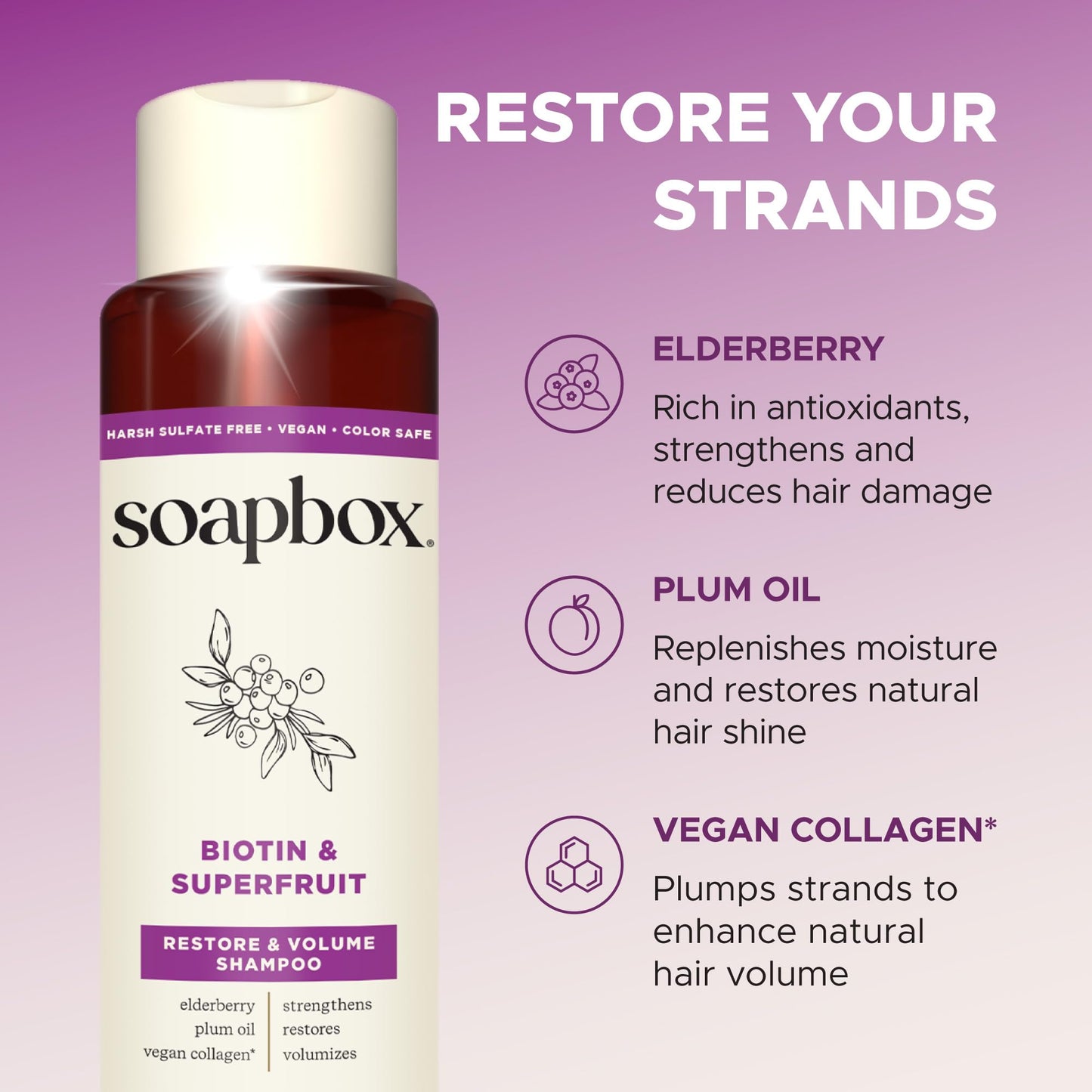 Soapbox Biotin & Super Fruit Shampoo & Conditioner Set, Leaves Hair Volumized & Strengthened - Clean Ingredients Free of Harsh Chemicals, Sulfates Beauty & Personal Care Soapbox