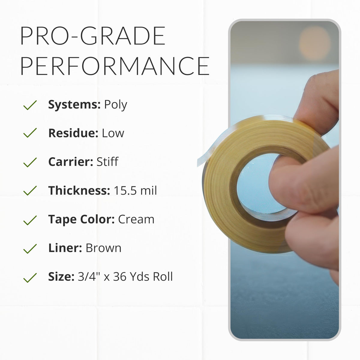 Walker Tape German Brown Tape Roll 3/4" x 36 Yards, Firm Barrier for Hard Bond Adhesives, Low Residue Protective Strip for Poly Bases, Toupee Systems