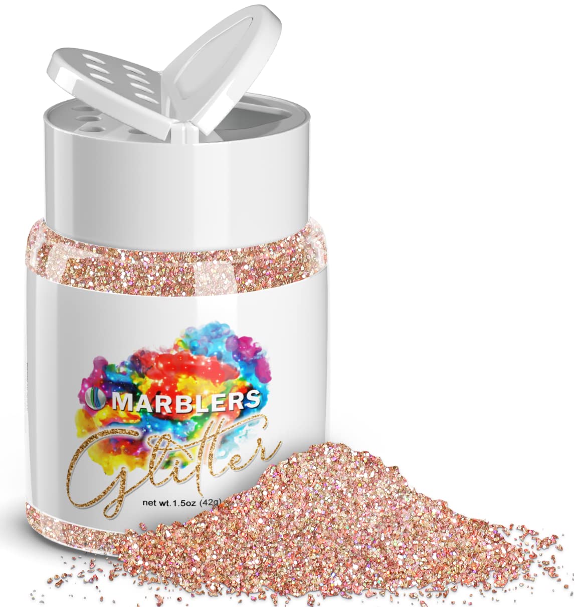 MARBLERS Holographic Glitter [Holo French Pink] 1.5oz (42g) | Fine | Non-Toxic, Vegan, Cruelty-Free | Face, Body, Eyeshadow, Hair, Festival, Party Beauty & Personal Care MARBLERS