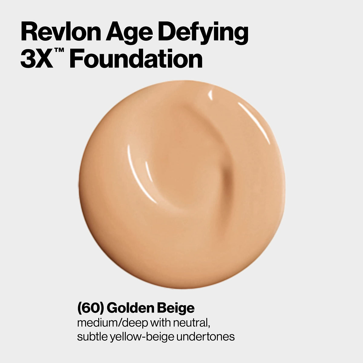 Revlon Age Defying 3X Makeup Foundation, Firming, Lifting and Anti-Aging Medium, Buildable Coverage with Natural Finish SPF 20, 060 Golden Beige, 1 fl Beauty & Personal Care REVLON