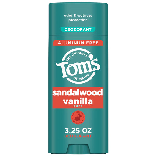 Tom’s of Maine Sandalwood Vanilla Aluminum Free Natural Deodorant For Women & Men - Goes on Clear - Odor & Wetness Protection - Naturally Derived Beauty and Personal Care Tom's of Maine