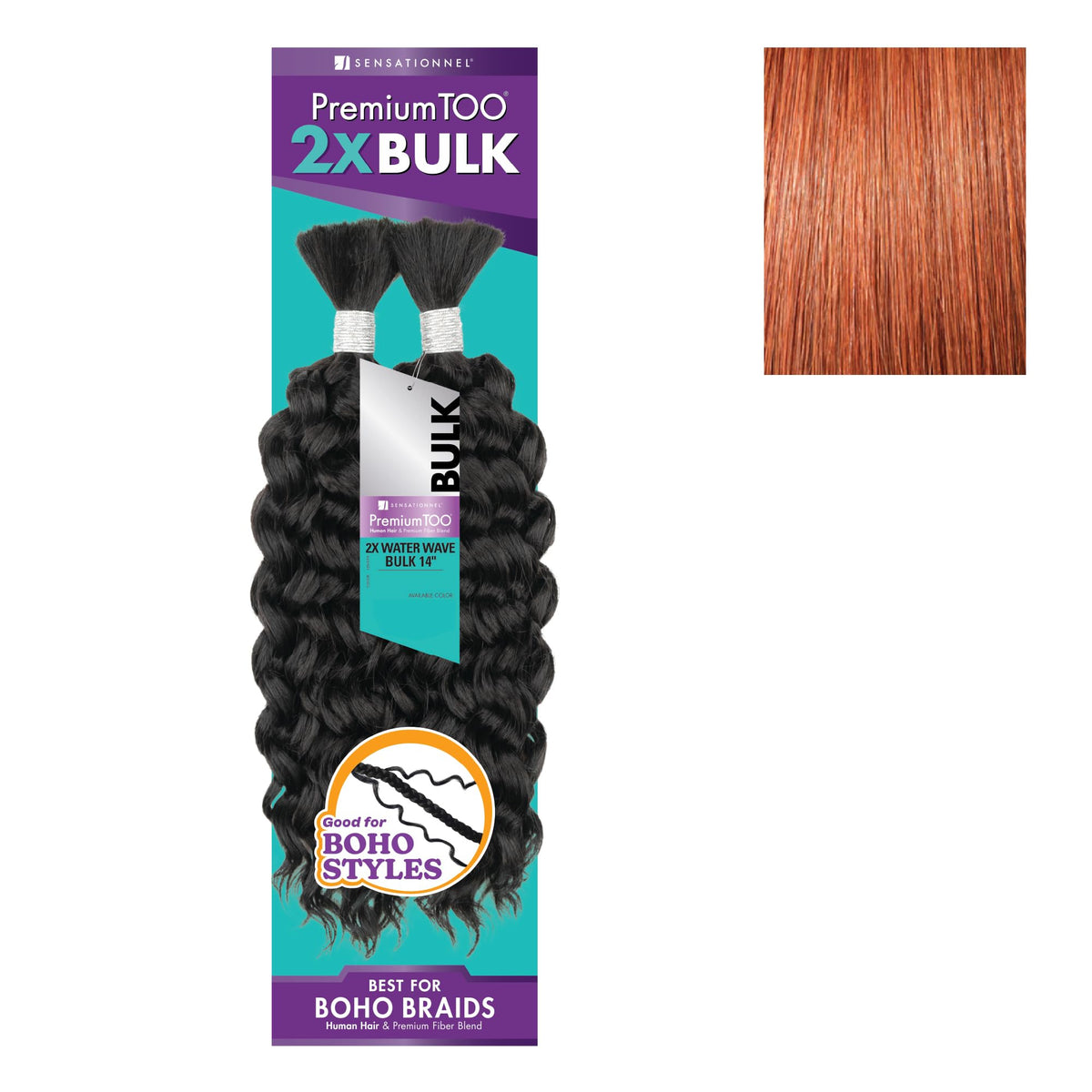 Sensationnel PremiumToo Bulk Weaving-2X Water Wave,1pk 14in, 350 COPPERRED