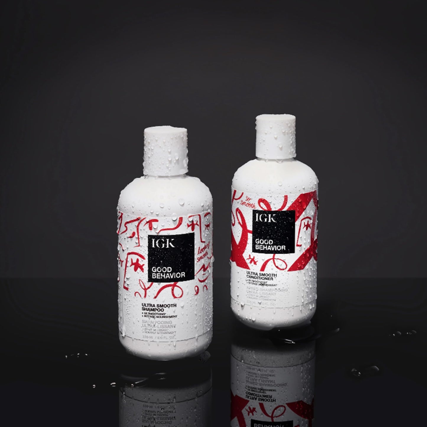 IGK GOOD BEHAVIOR Ultra Smooth Shampoo & Conditioner Set + Travel Size Packettes | Frizz Control + Shine | Vegan + Cruelty-Free | 8 oz (Pack of 2) Beauty & Personal Care IGK
