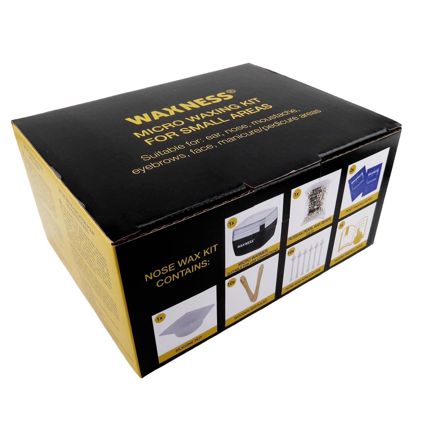 Waxness Micro Travel Waxing Kit with Warmer and Small Bag 3.5 Oz of Russian Pearl hard Wax for Small Areas Beauty and Personal Care Waxness