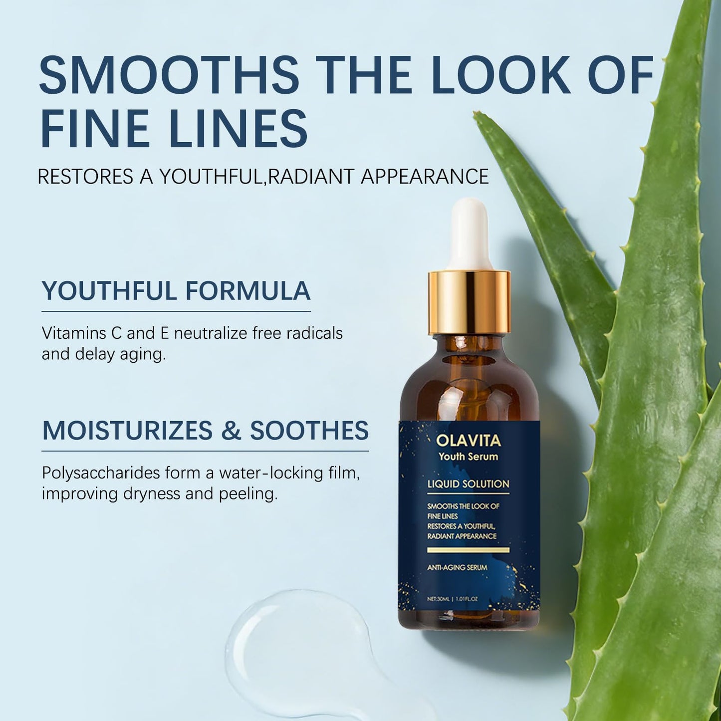 Olavita Liquid Solution Anti Aging Serum-Olavita Face Serum,Intensely firms skin,Smooths Fine Lines and Hydrates, For Women with Mature and Daily Beauty & Personal Care KUKSY