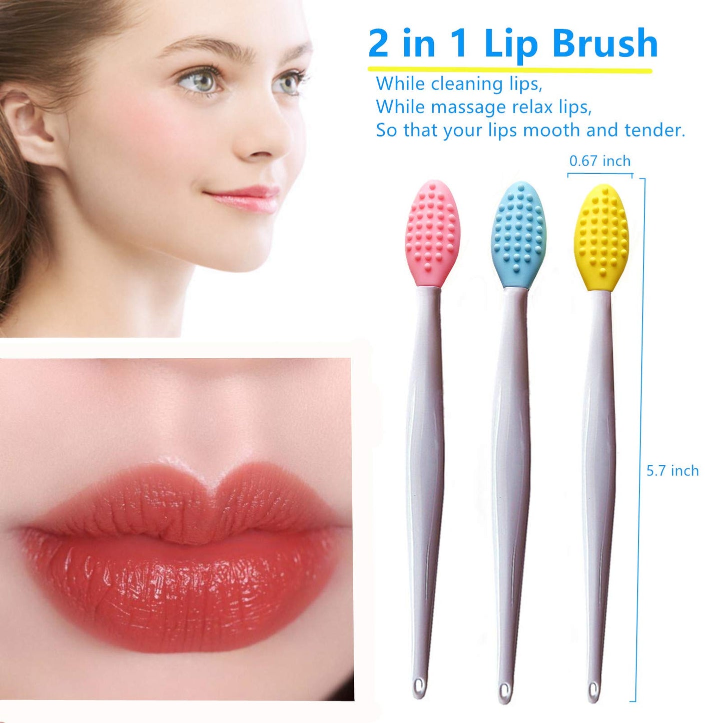 Lip Scrub Brush,Lip Scrubber Exfoliator,Double-Sided Silicone Lip Exfoliating Tool for Men Women Lip Lightening,Lip Exfoliator Scrubber Tool for Dark Beauty & Personal Care New prominent