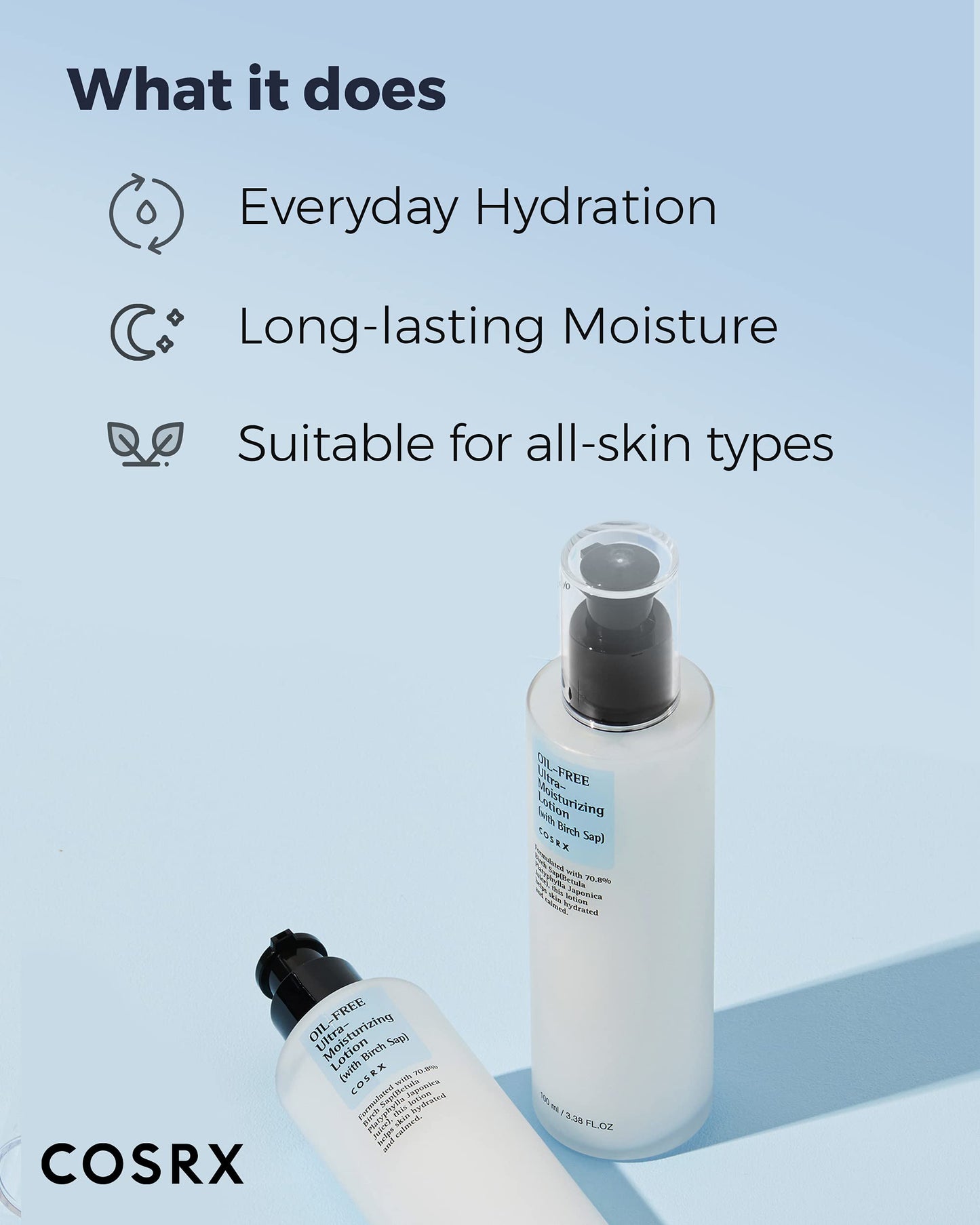 COSRX Oil Free Lotion with Birch Sap, Daily Acne Facial Moisturizer, Hydrating Moisturizer for All Skin Types, Korean Skin Care, Paraben free Beauty & Personal Care COSRX
