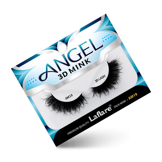 Laflare 3D MINK ANGEL Eyelashes, Soft, Feather-Light, Double-Layer, Voluminous, Glamorous, Fluffy, Striking Look, Reusable Premium Quality False Mink