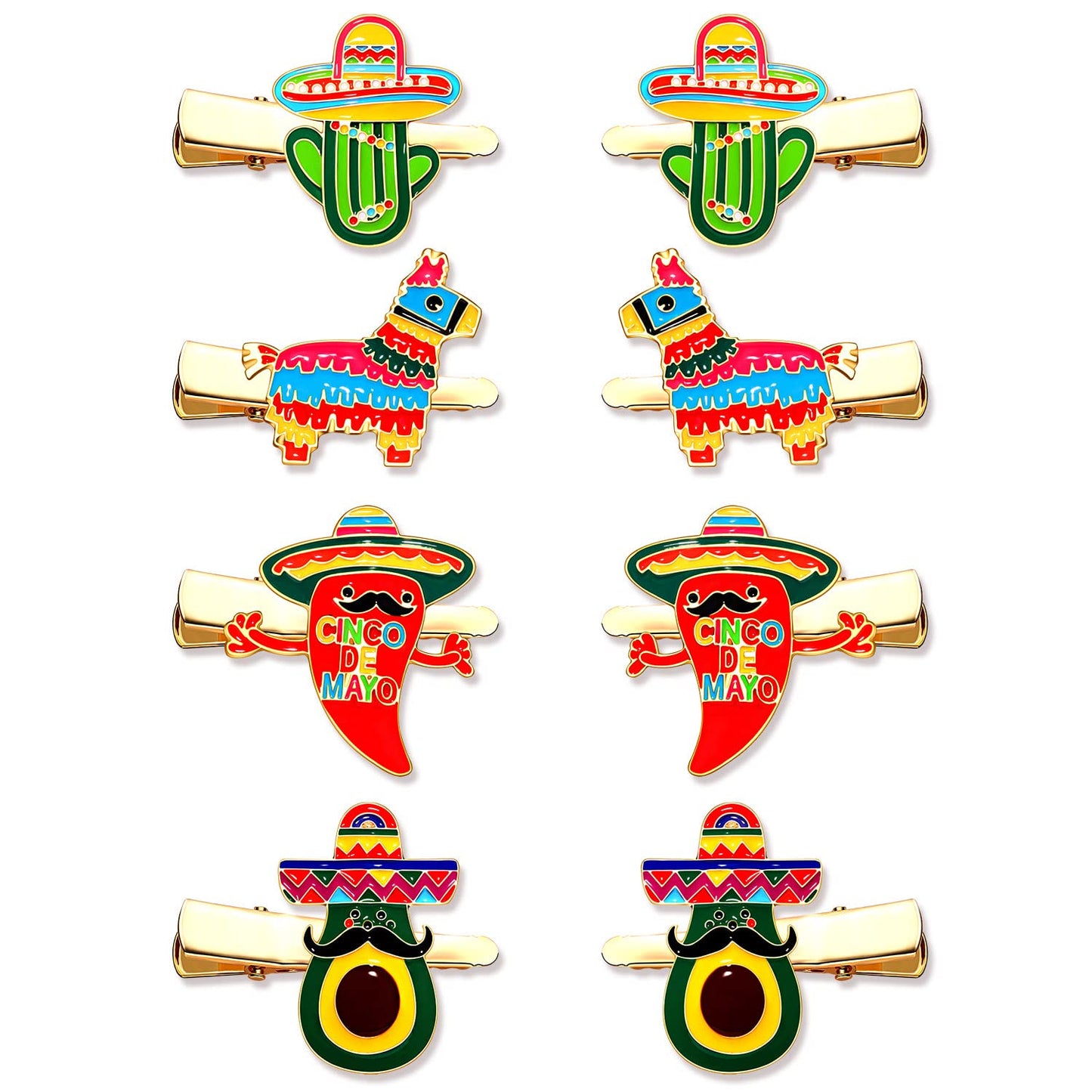 8PCS Mexican Fiesta Hair Clips for Women, Cinco De Mayo Hairpins Colorful Chili Cactus Pinata Sombrero Hair Clip Mexican Hair Accessories Holiday Beauty & Personal Care mokkia